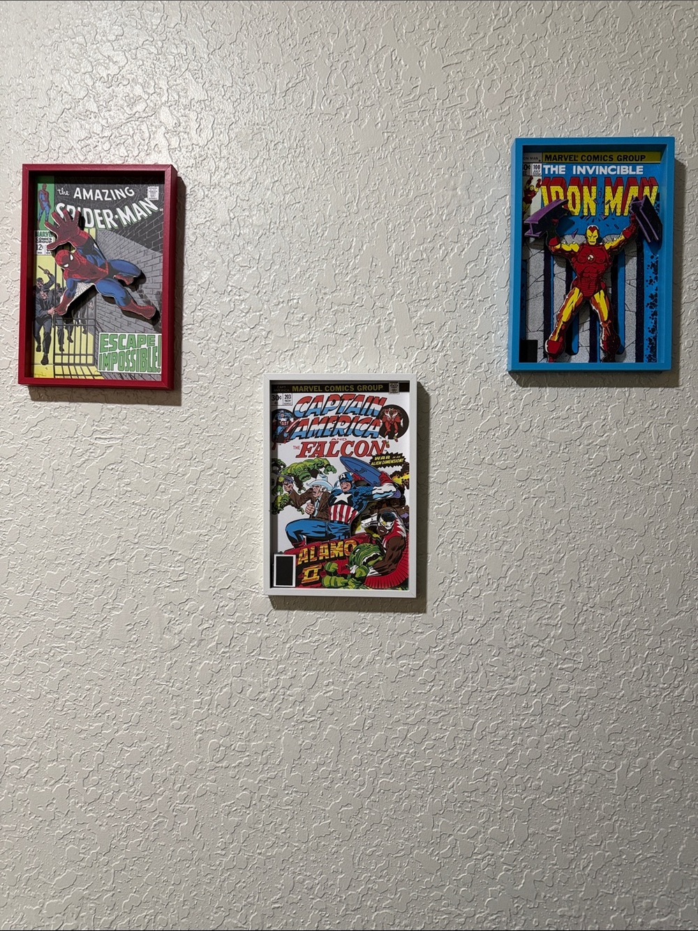 3 Marvel Comics Wall Art Prints - spider-Man, Captain America & falcon, Iron Man